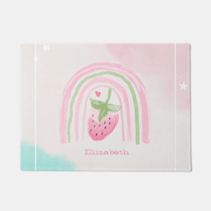 Watercolor Rainbow Strawberry Doormat