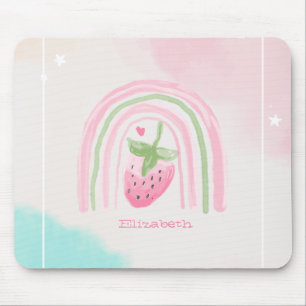 Watercolor Rainbow Strawberry Mouse Pad
