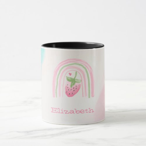 Watercolor Rainbow Strawberry  Mug