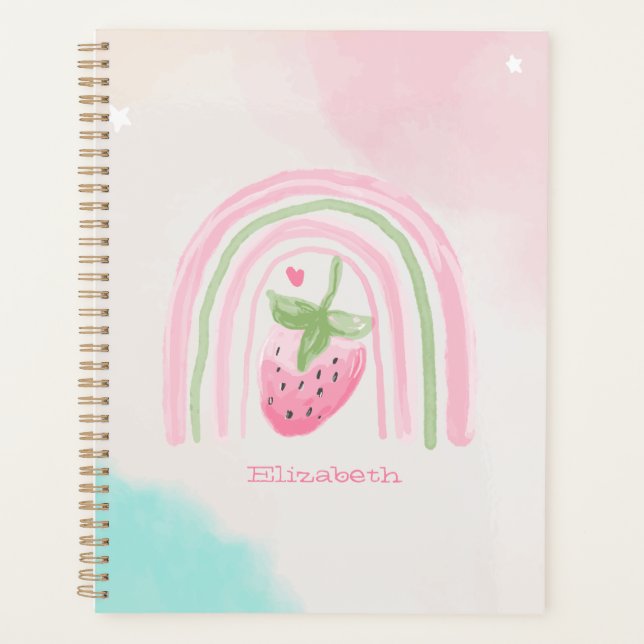 Watercolor Rainbow Strawberry  Planner (Front)