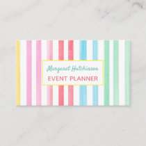 Watercolor Rainbow Stripe Feminine Business Card