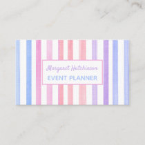 Watercolor Rainbow Stripe Feminine Business Card