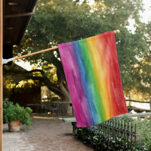 Watercolor Rainbow Stripe Flag