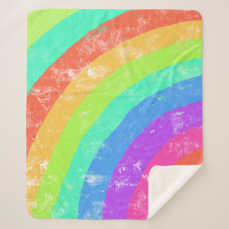 Watercolor Rainbow Striped Sherpa Blanket