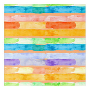 Watercolor Rainbow Stripes Abstract Acrylic Print