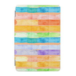 Watercolor Rainbow Stripes Abstract iPad Mini Cover