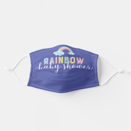 Watercolor Rainbow Stripes Baby Shower Purple Adult Cloth Face Mask