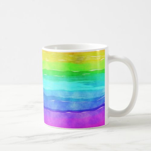 Watercolor Rainbow Stripes Coffee Mug