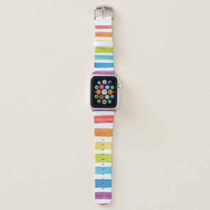 Watercolor Rainbow Stripes Colorful Bright Apple Watch Band