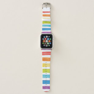 Watercolor Rainbow Stripes Colorful Bright Apple Watch Band