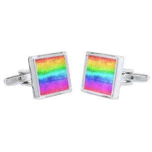 Watercolor Rainbow Stripes Cufflinks
