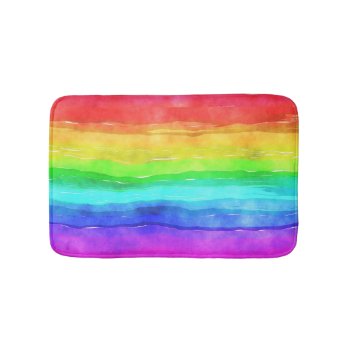 Watercolor Rainbow Stripes Design Bath Mat by SjasisDesignSpace at Zazzle