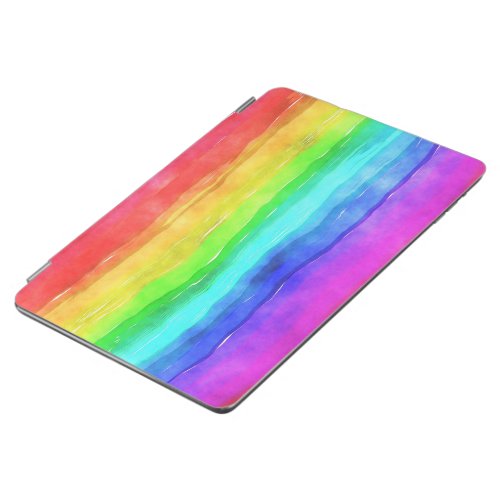 Watercolor Rainbow Stripes Design iPad Air Cover