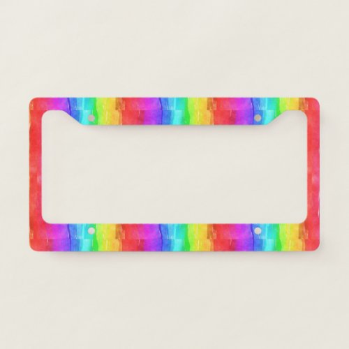 Watercolor Rainbow Stripes Design License Plate Fr License Plate Frame