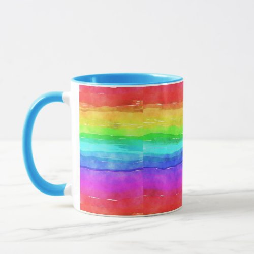 Watercolor Rainbow Stripes Design Mug
