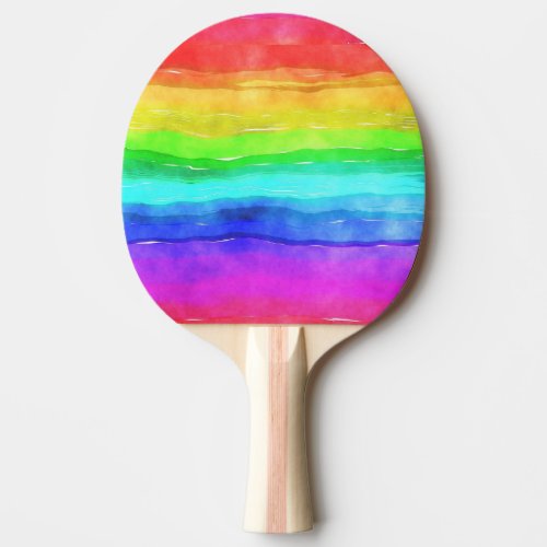 Watercolor Rainbow Stripes Design  Ping Pong Paddle
