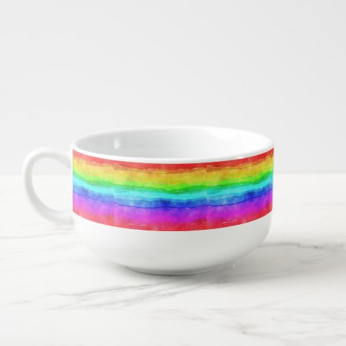 Watercolor Rainbow Stripes Design Soup Mug