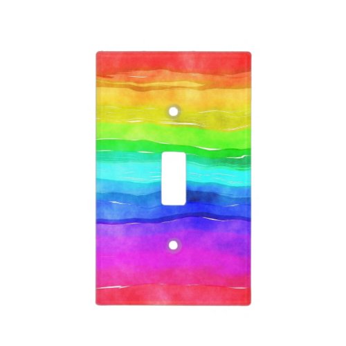 Watercolor Rainbow Stripes Gay Pride Light Switch Cover