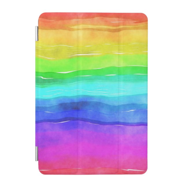 Watercolor Rainbow Stripes iPad Mini Cover (Front)