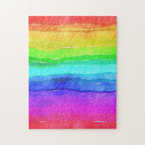Watercolor Rainbow Stripes Jigsaw Puzzle