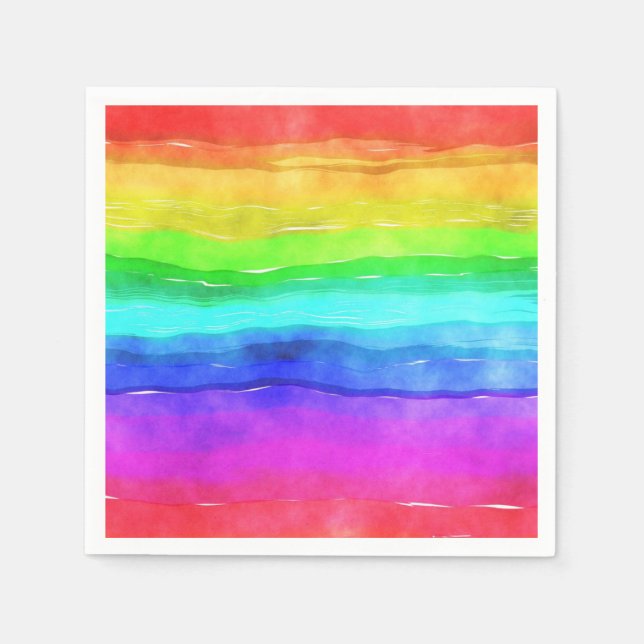 Watercolor Rainbow Stripes  Napkins (Front)