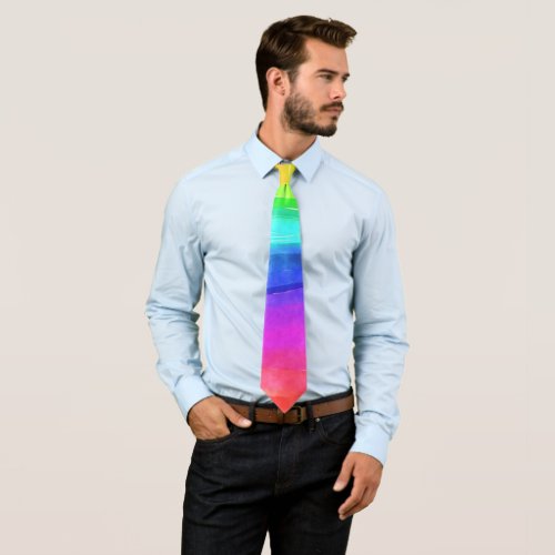 Watercolor Rainbow Stripes Necktie