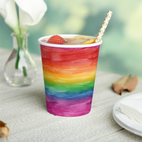 Watercolor Rainbow Stripes Paper Cups