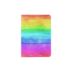 Watercolor Rainbow Stripes Passport Holder