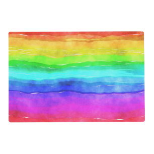 Watercolor Rainbow Stripes Placemat
