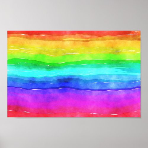 Watercolor Rainbow Stripes Poster