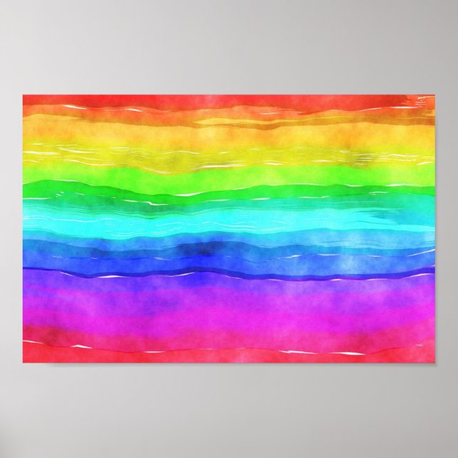 Watercolor Rainbow Stripes Poster (Front)