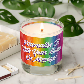 Watercolor Rainbow Stripes Scented Candle
