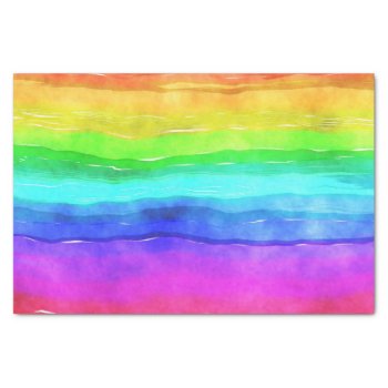 Watercolor Rainbow Stripes Tissue Paper by MissMatching at Zazzle