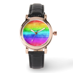 Watercolor Rainbow Stripes Watch