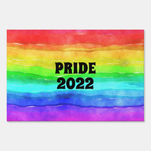 Watercolor Rainbow Stripes Yard Sign