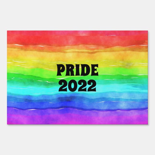 Watercolor Rainbow Stripes Yard Sign (Front)
