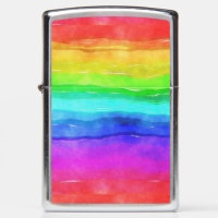 Watercolor Rainbow Stripes Zippo Lighter