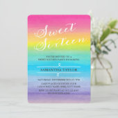 Watercolor Rainbow Sweet Sixteen Party Invite (Standing Front)