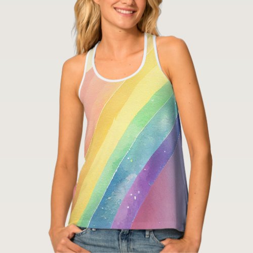 Watercolor Rainbow Tank Top Just Breathe