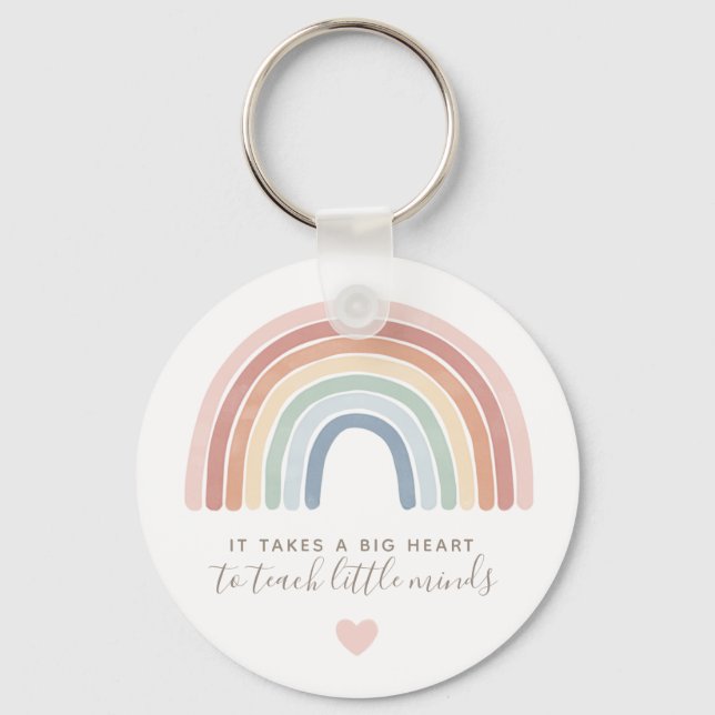 Watercolor Rainbow Teacher Appreciation Keychain (Front)