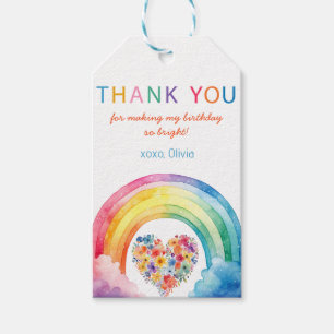 Watercolor Rainbow Thank You Birthday Gift Tags