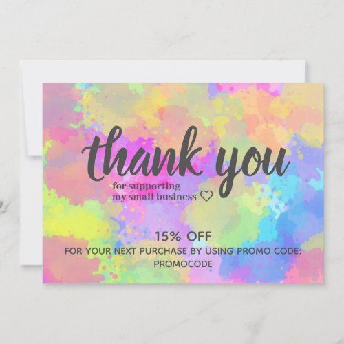 Watercolor Rainbow Thank You Discount  Invitation