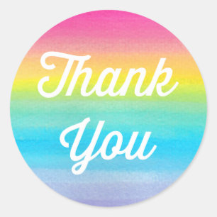 Watercolor Rainbow Thank You Stickers