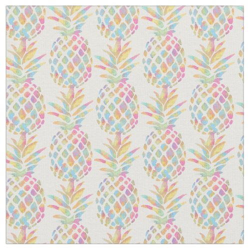 Custom Fabric 7 Watercolor Rainbow Tropical Pineapple Fabric
