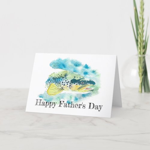 Watercolor Rainbow Trout Fathers Day Card