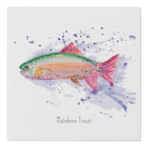Watercolor Rainbow Trout Faux Canvas Print