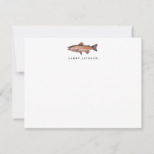 Watercolor Rainbow Trout Fishing Flat Note Card