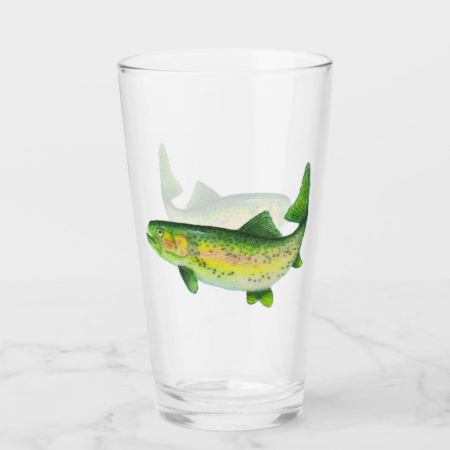 Watercolor Rainbow Trout  Glass (Front)