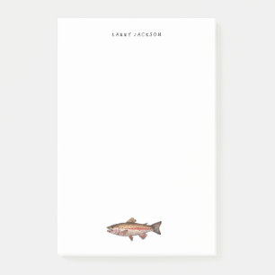 Watercolor Rainbow Trout Personalized Post-it Notes