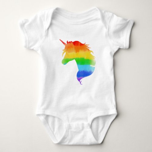 Watercolor Rainbow Unicorn Baby Bodysuit